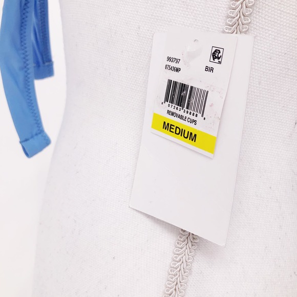 BECCA Light Blue Bikini Top Tie Back Sz M NWT $65 - Picture 7 of 8